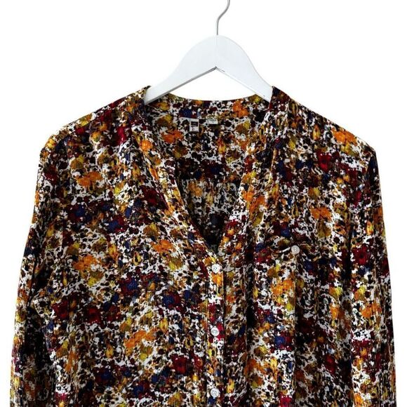 Kut From The Kloth Floral Blouse Button Front Long Sleeves SZ M #2399 - Picture 2 of 13